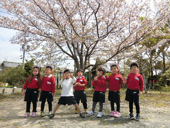 神島田保育園インフォメーション210422_2 桜の下で記念撮影！！